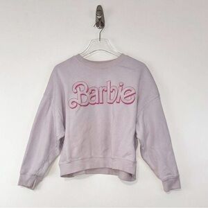 Barbie Light Pink Graphic Logo Cropped Crewneck Sweatshirt
